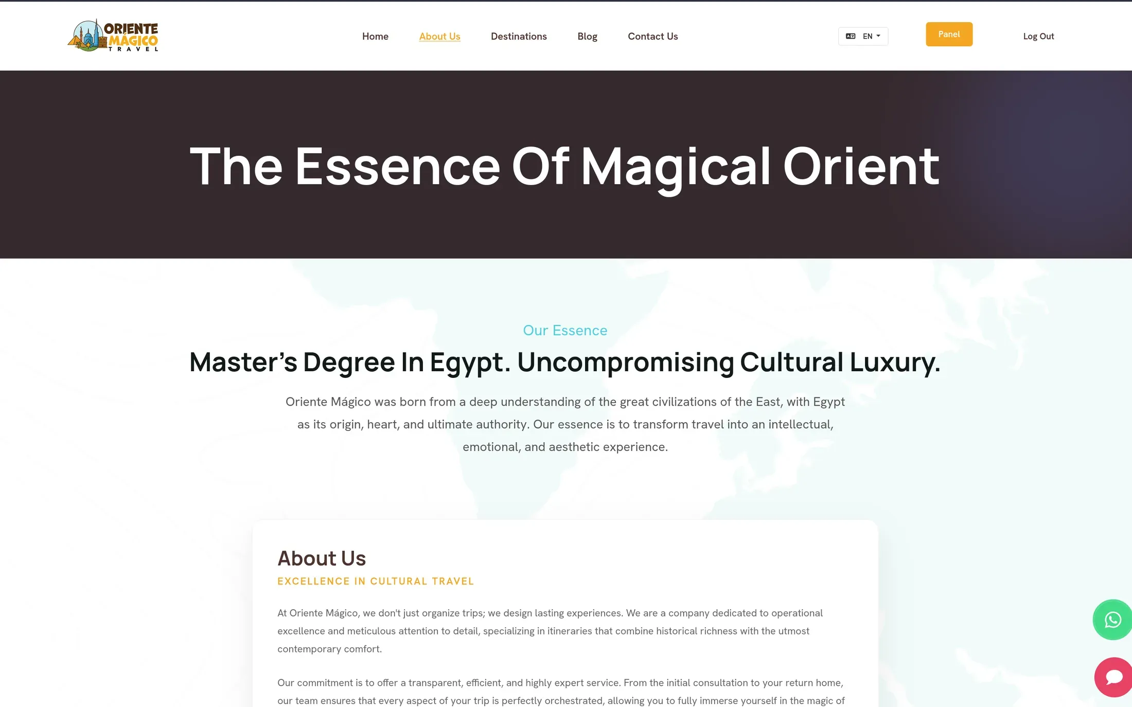 The Oriente Magico booking admin: quick stats, contact messages and a revenue overview