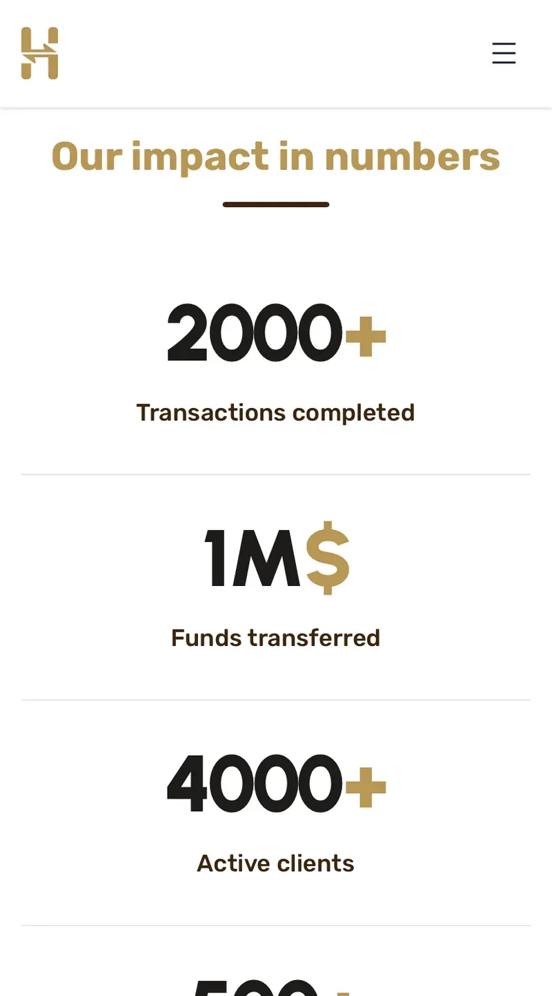 The impact figures on mobile: transactions completed, funds transferred and active clients