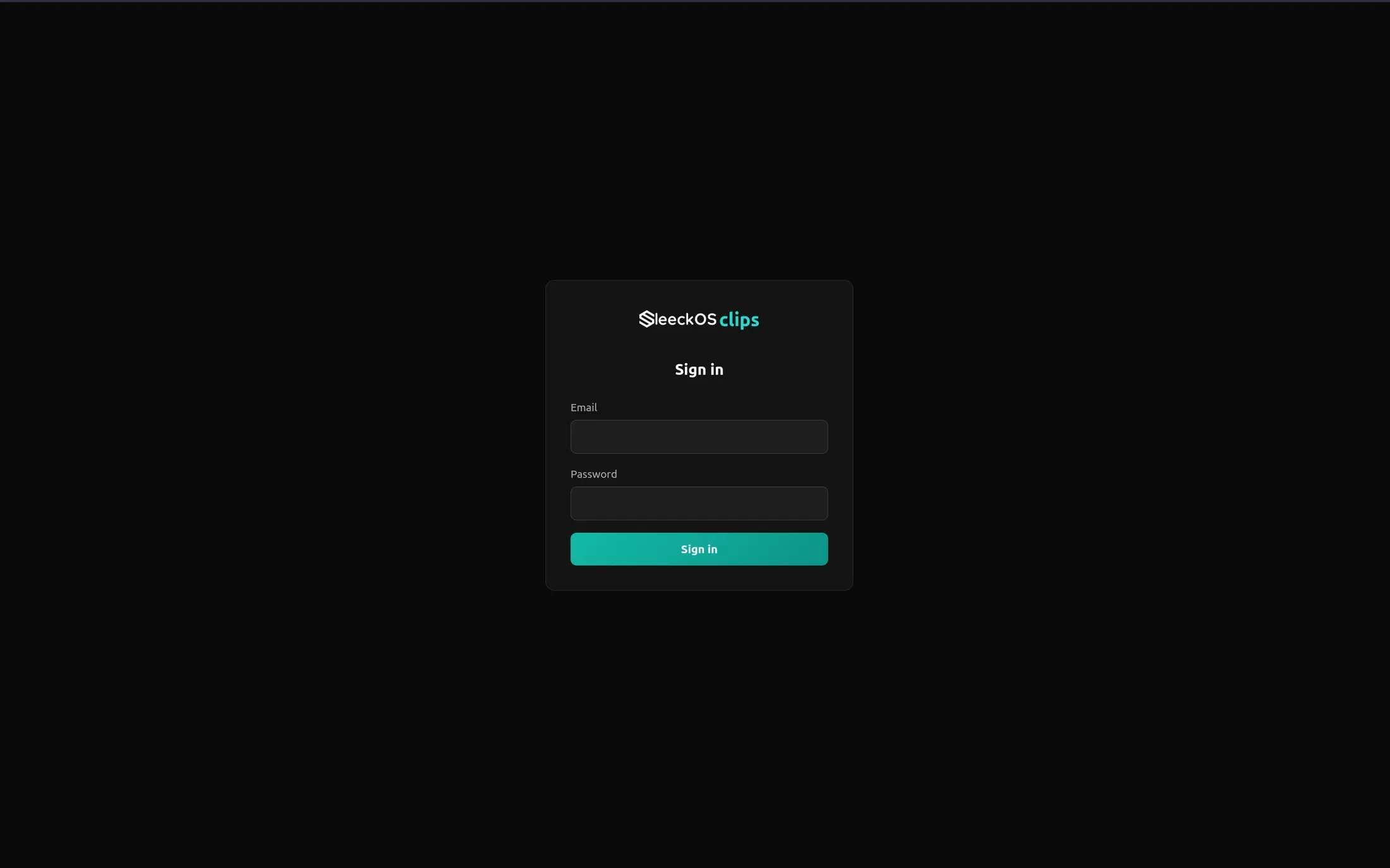 The SleeckOS Clips sign-in screen